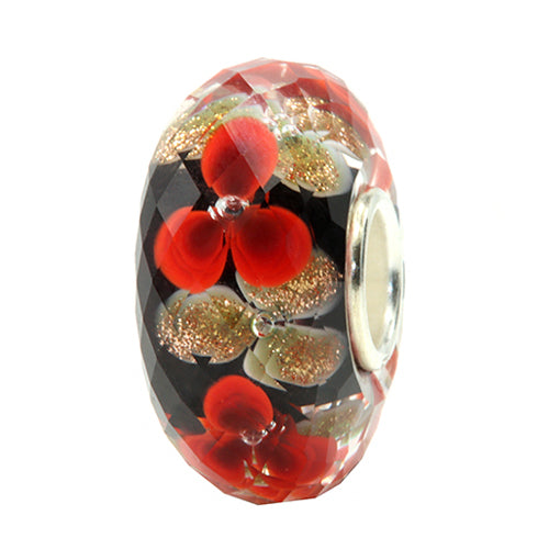 Ogerbeads Lipstick Onyx Gold Flowers Fragments black; red; gold glass Bead by The Alternative Bead. Your official Ogerbeads Retailer from Germany