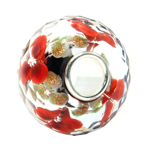 Ogerbeads Lipstick Onyx Gold Flowers Fragments black; red; gold glass Bead by The Alternative Bead. Your official Ogerbeads Retailer from Germany