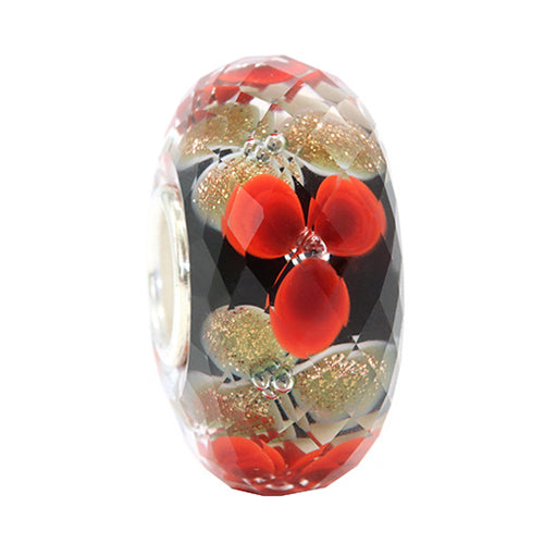 Ogerbeads Lipstick Onyx Gold Flowers Fragments black; red; gold glass Bead by The Alternative Bead. Your official Ogerbeads Retailer from Germany