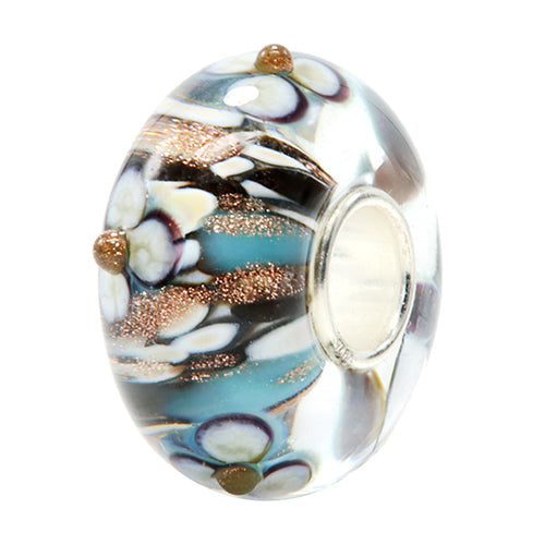 Ogerbeads Luxurious Pixiedust Flowers black; blue; gold glass Bead by The Alternative Bead. Your official Ogerbeads Retailer from Germany