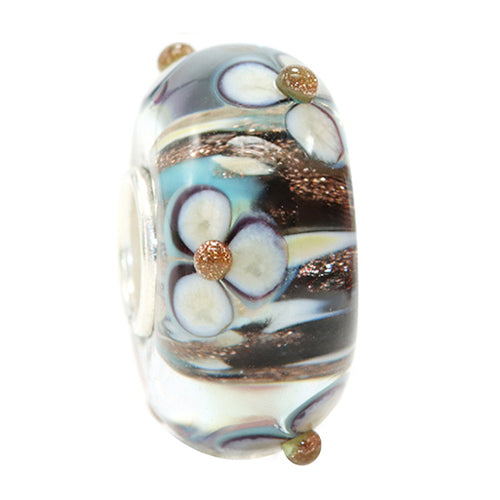Ogerbeads Luxurious Pixiedust Flowers black; blue; gold glass Bead by The Alternative Bead. Your official Ogerbeads Retailer from Germany