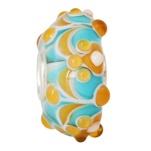 Ogerbeads Walk on the Beach Lace blue; orange glass Bead by The Alternative Bead. Your official Ogerbeads Retailer from Germany