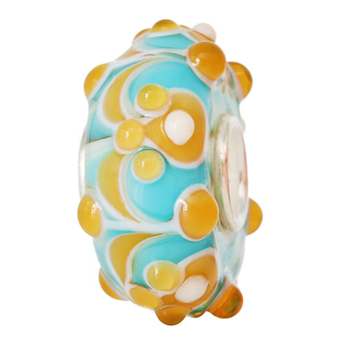 Ogerbeads Walk on the Beach Lace blue; orange glass Bead by The Alternative Bead. Your official Ogerbeads Retailer from Germany