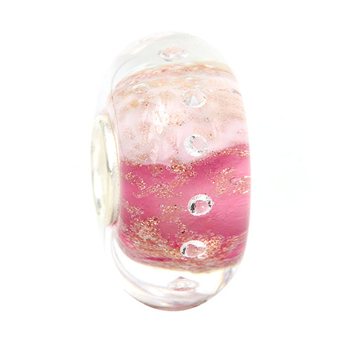 Ogerbeads Raspberry Rose Diamonds Pixiedust pink; gold glass Bead by The Alternative Bead. Your official Ogerbeads Retailer from Germany