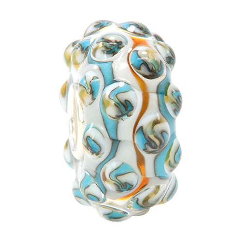 Ogerbeads Beach House Confetti white; blue; orange glass Bead by The Alternative Bead. Your official Ogerbeads Retailer from Germany