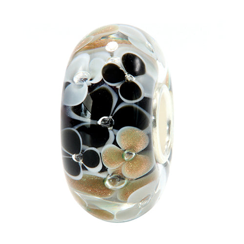 Ogerbeads Luxurious Flowers black; gold; white glass Bead by The Alternative Bead. Your official Ogerbeads Retailer from Germany