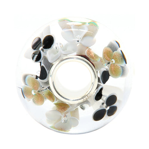 Ogerbeads Luxurious Flowers black; gold; white glass Bead by The Alternative Bead. Your official Ogerbeads Retailer from Germany