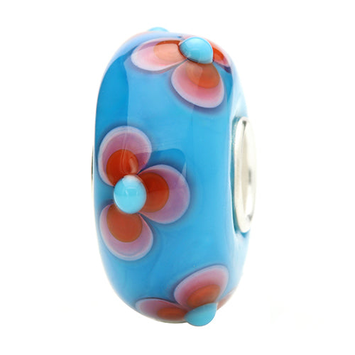 Ogerbeads Cherry Blossom Flower Bunch Dark red; blue glass Bead by The Alternative Bead. Your official Ogerbeads Retailer from Germany