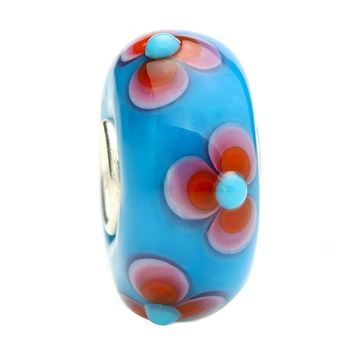 Ogerbeads Cherry Blossom Flower Bunch Dark red; blue glass Bead by The Alternative Bead. Your official Ogerbeads Retailer from Germany