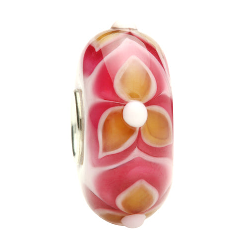 Ogerbeads Maple Pink Passion Flowers pink; beige glass Bead by The Alternative Bead. Your official Ogerbeads Retailer from Germany