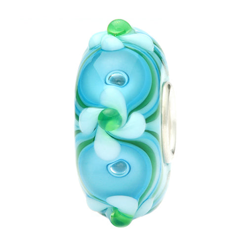 Ogerbeads SeaFoam Flower Twister blue; green glass Bead by The Alternative Bead. Your official Ogerbeads Retailer from Germany