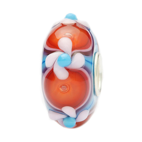 Ogerbeads Cherry Blossom Flower Twister red; blue glass Bead by The Alternative Bead. Your official Ogerbeads Retailer from Germany