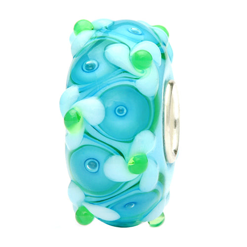 Ogerbeads SeaFoam Flower Field blue; green glass Bead by The Alternative Bead. Your official Ogerbeads Retailer from Germany