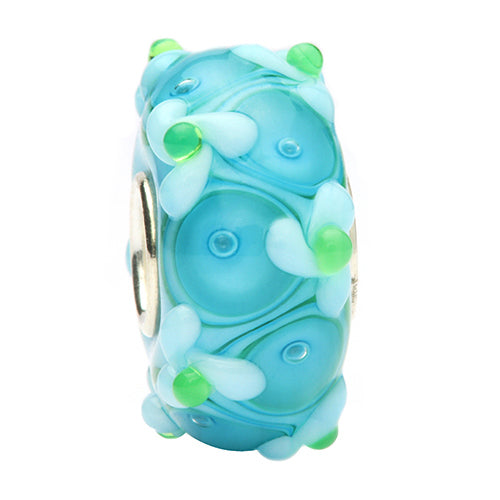 Ogerbeads SeaFoam Flower Field blue; green glass Bead by The Alternative Bead. Your official Ogerbeads Retailer from Germany