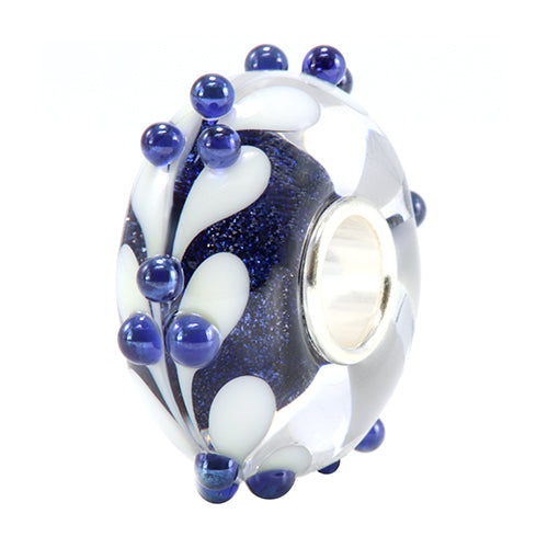 Ogerbeads Blue Ice Leaf Dots blue; white glass Bead by The Alternative Bead. Your official Ogerbeads Retailer from Germany