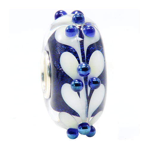 Ogerbeads Blue Ice Leaf Dots blue; white glass Bead by The Alternative Bead. Your official Ogerbeads Retailer from Germany