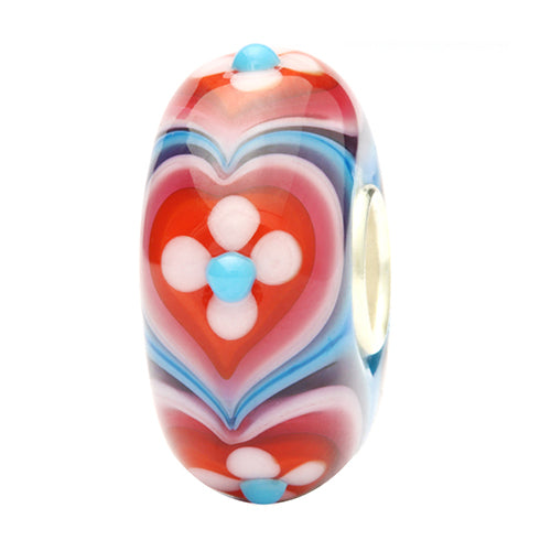 Ogerbeads Cherry Blossom Flower Hearts red; blue glass Bead by The Alternative Bead. Your official Ogerbeads Retailer from Germany