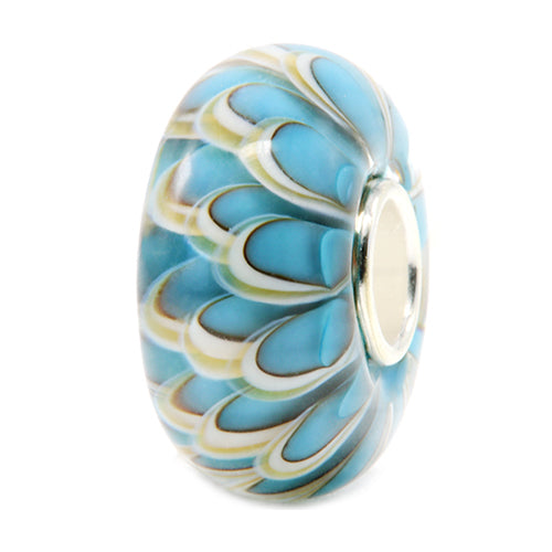 Ogerbeads Beach House Chrysantium blue; beige glass Bead by The Alternative Bead. Your official Ogerbeads Retailer from Germany