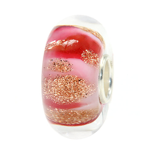 Ogerbeads Sweetheart GoldRush red; gold; pink glass Bead by The Alternative Bead. Your official Ogerbeads Retailer from Germany
