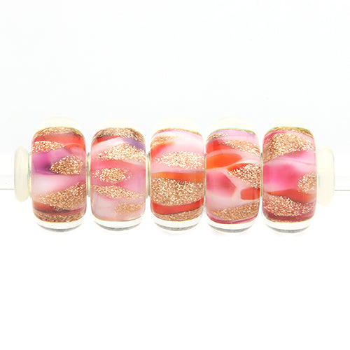 Ogerbeads Sweetheart GoldRush red; gold; pink glass Bead by The Alternative Bead. Your official Ogerbeads Retailer from Germany