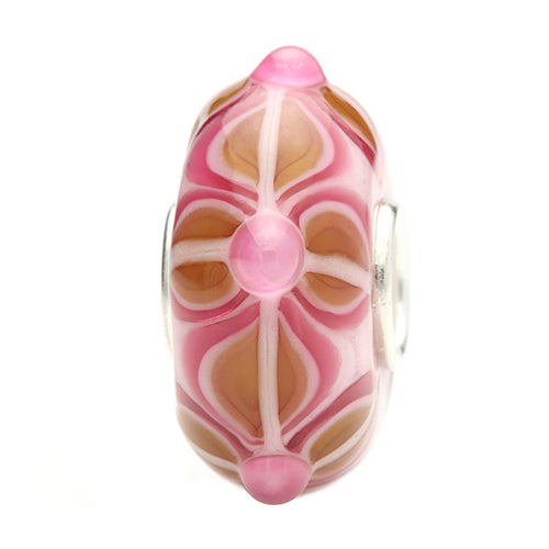 Ogerbeads Maple Pink Fire Flowers pink; beige glass Bead by The Alternative Bead. Your official Ogerbeads Retailer from Germany