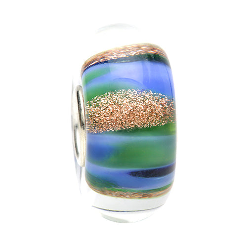 Ogerbeads Emerald Wave GoldRush blue; green; gold glass Bead by The Alternative Bead. Your official Ogerbeads Retailer from Germany