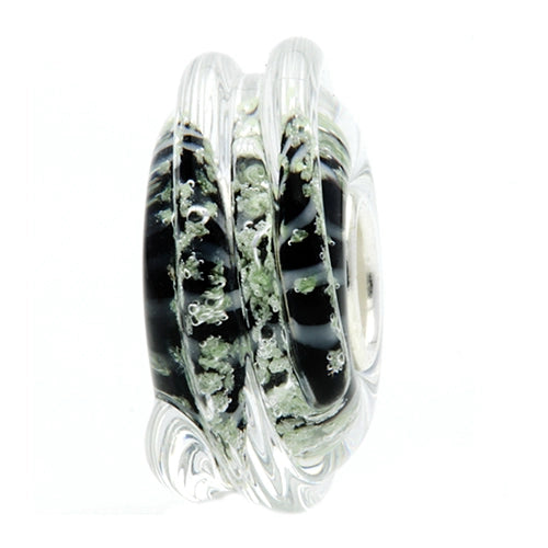 Ogerbeads Zebra Moonlight Magic Light black; white; glow-in-the-dark glass Bead by The Alternative Bead. Your official Ogerbeads Retailer from Germany