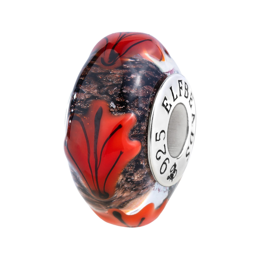 Elfbeads Oak Leaves Midnight Shimmer glass Bead by The Alternative Bead. Your official Elfbeads Retailer from Germany