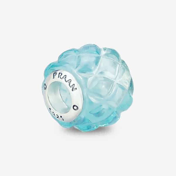 Praan Ocean Blue Studded Pin Pyramid Crystalline Charm blue glass Bead by The Alternative Bead. Your official Praan Retailer from Germany