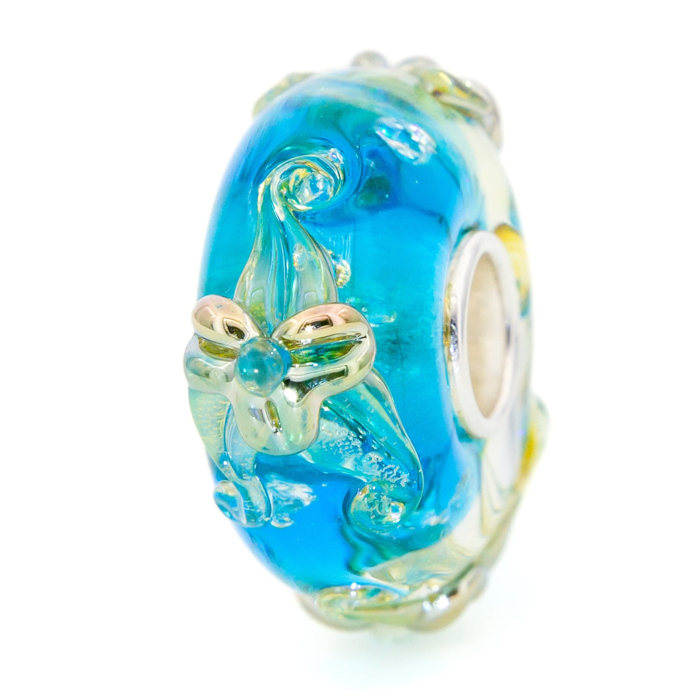 Elfbeads Ocean Gold Lilies Monroe (G220406) glass Charm - The Alternative Bead official German Retailer. Buy 4 get 5 - free DHL Shipping for all orders above 150€