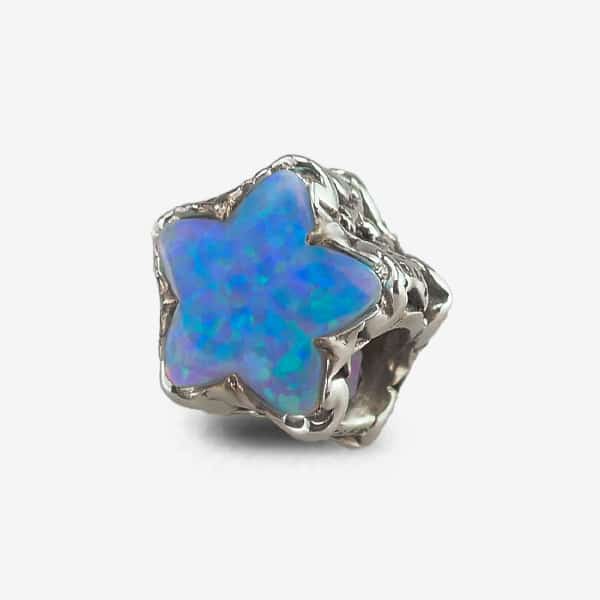 Praan Opalescent Stardust Under the Sea Charm V2 silver and blue natural-stone Bead by The Alternative Bead. Your official Praan Retailer from Germany