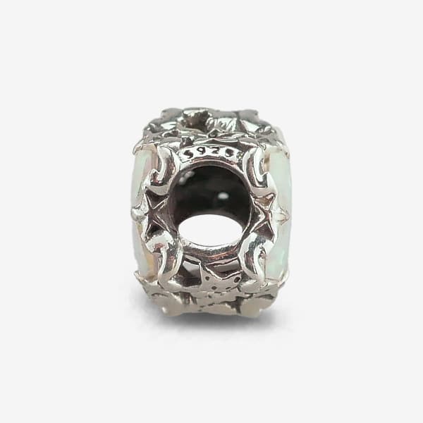 Praan White Opalescent Stardust Under the Sea Charm V2 silver and white natural-stone Bead by The Alternative Bead. Your official Praan Retailer from Germany