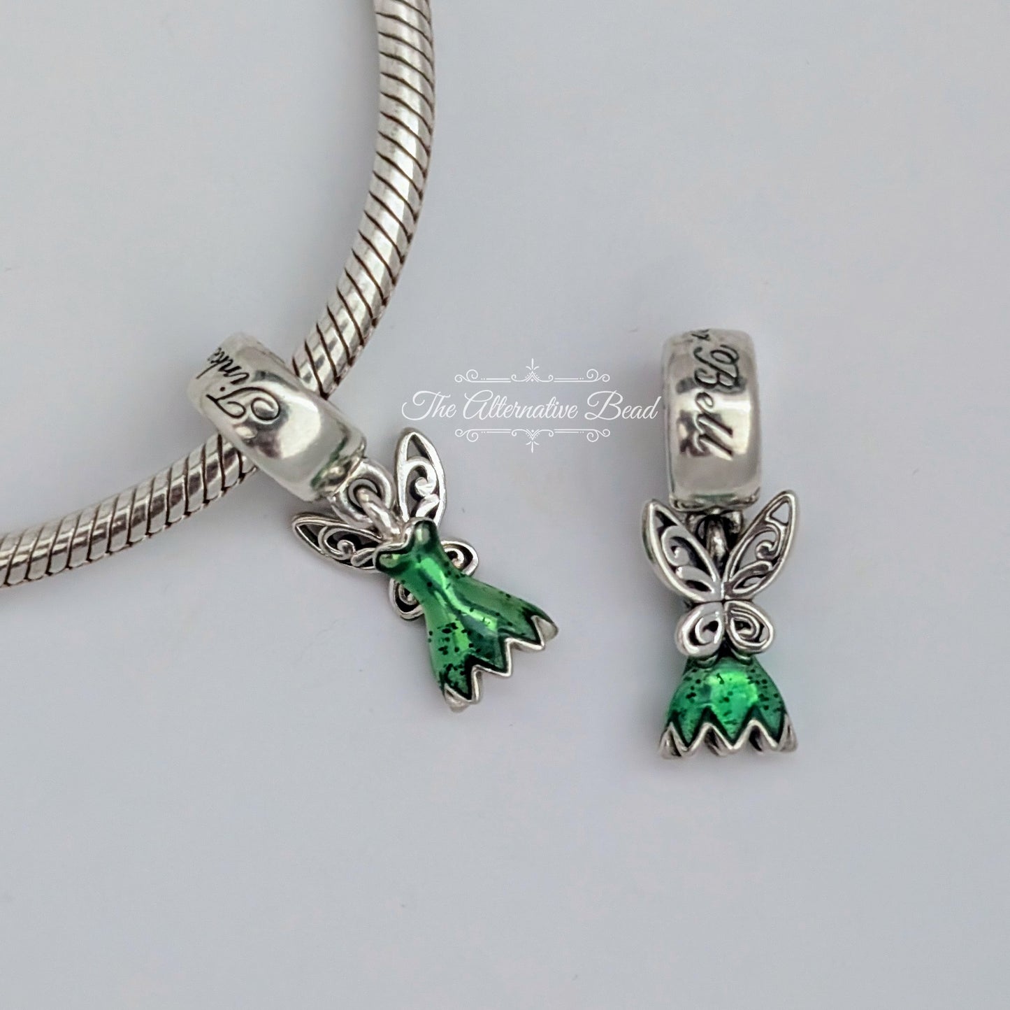 Disney x Pandora Tinker Bell Dress Dangle green; silver sterling-silver; enamel Dangle by The Alternative Bead. Your official Disney x Pandora Retailer from Germany