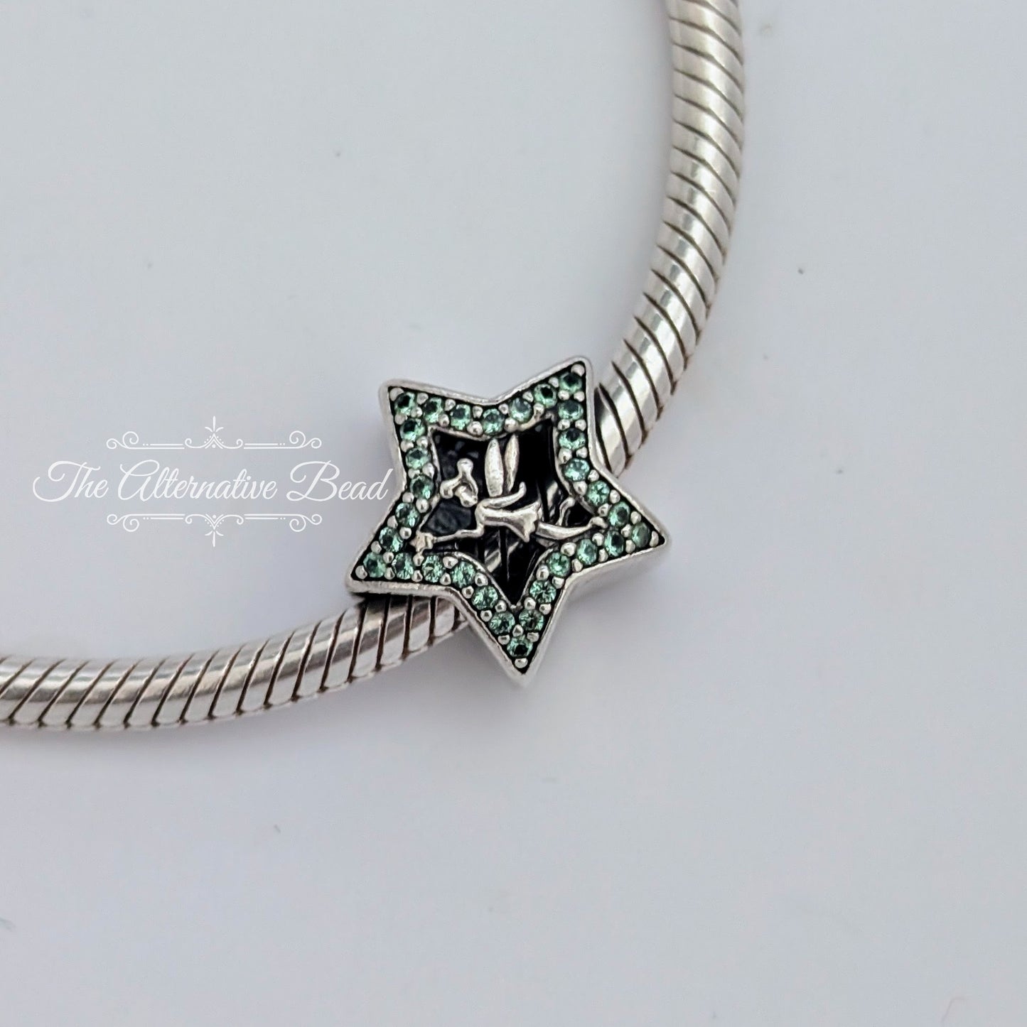 Disney x Pandora Tinker Bell Star green; silver sterling-silver Bead by The Alternative Bead. Your official Disney x Pandora Retailer from Germany