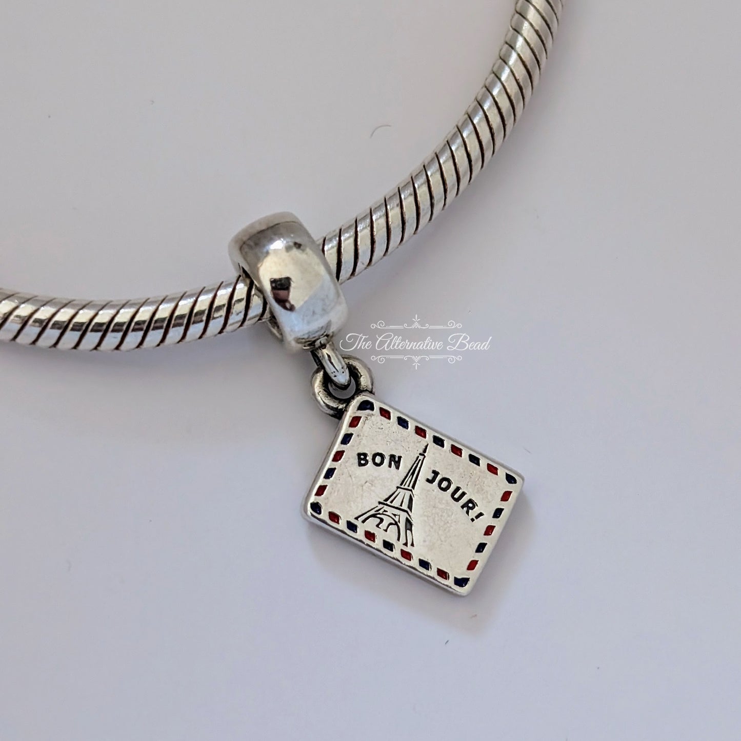 Pandora Paris Postcard Dangle white; blue; red; silver sterling-silver Dangle by The Alternative Bead. Your official Pandora Retailer from Germany