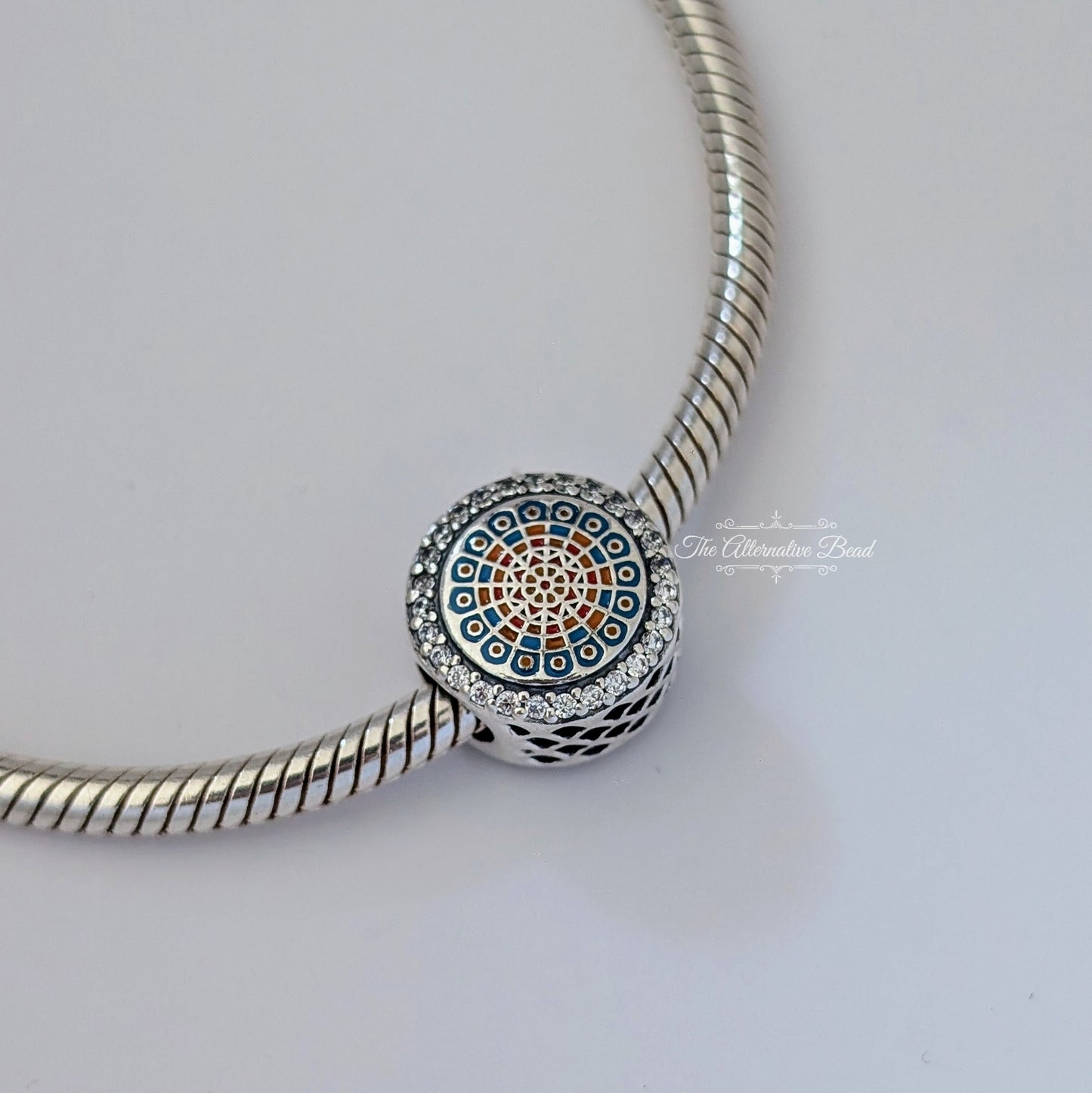 Pandora Cathedral Rosette Engravable orange; blue; silver sterling-silver Bead by The Alternative Bead. Your official Pandora Retailer from Germany