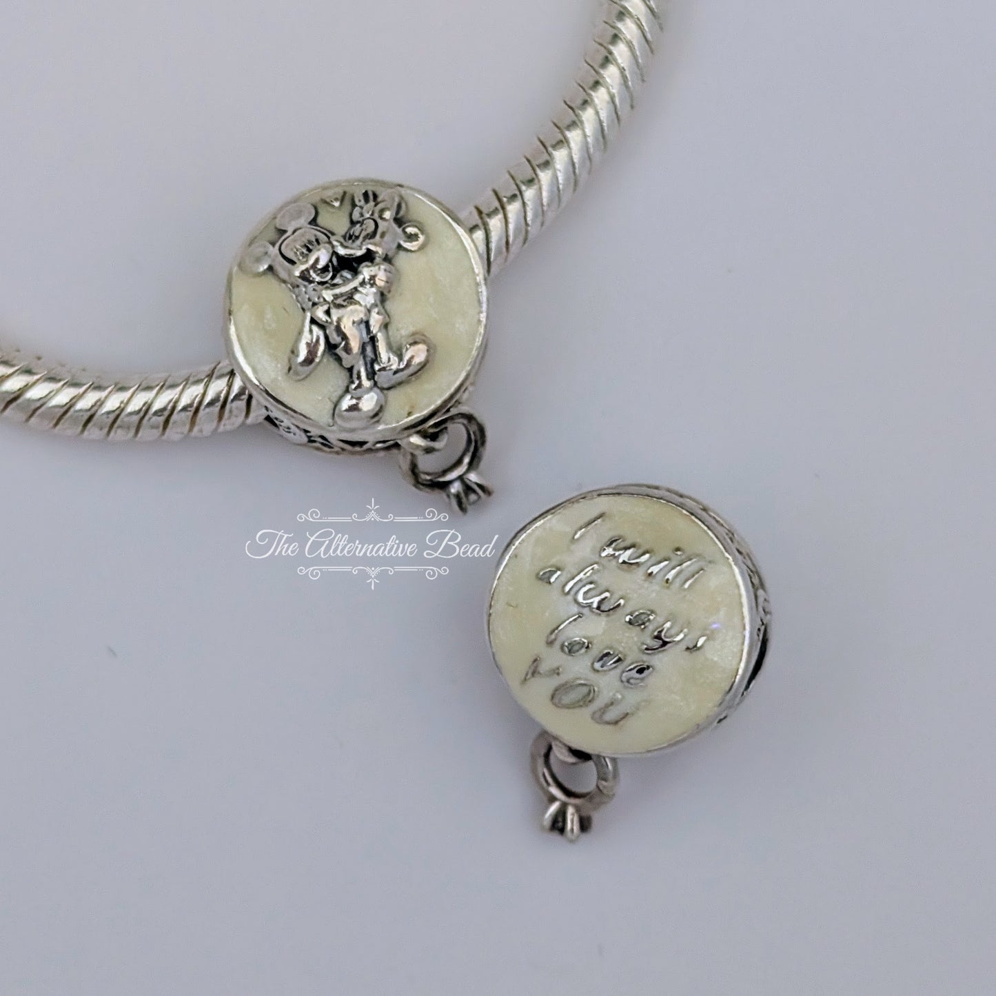 Disney x Pandora Minnie & Mickey Mouse Eternal Love Charm white sterling-silver Bead by The Alternative Bead. Your official Disney x Pandora Retailer from Germany
