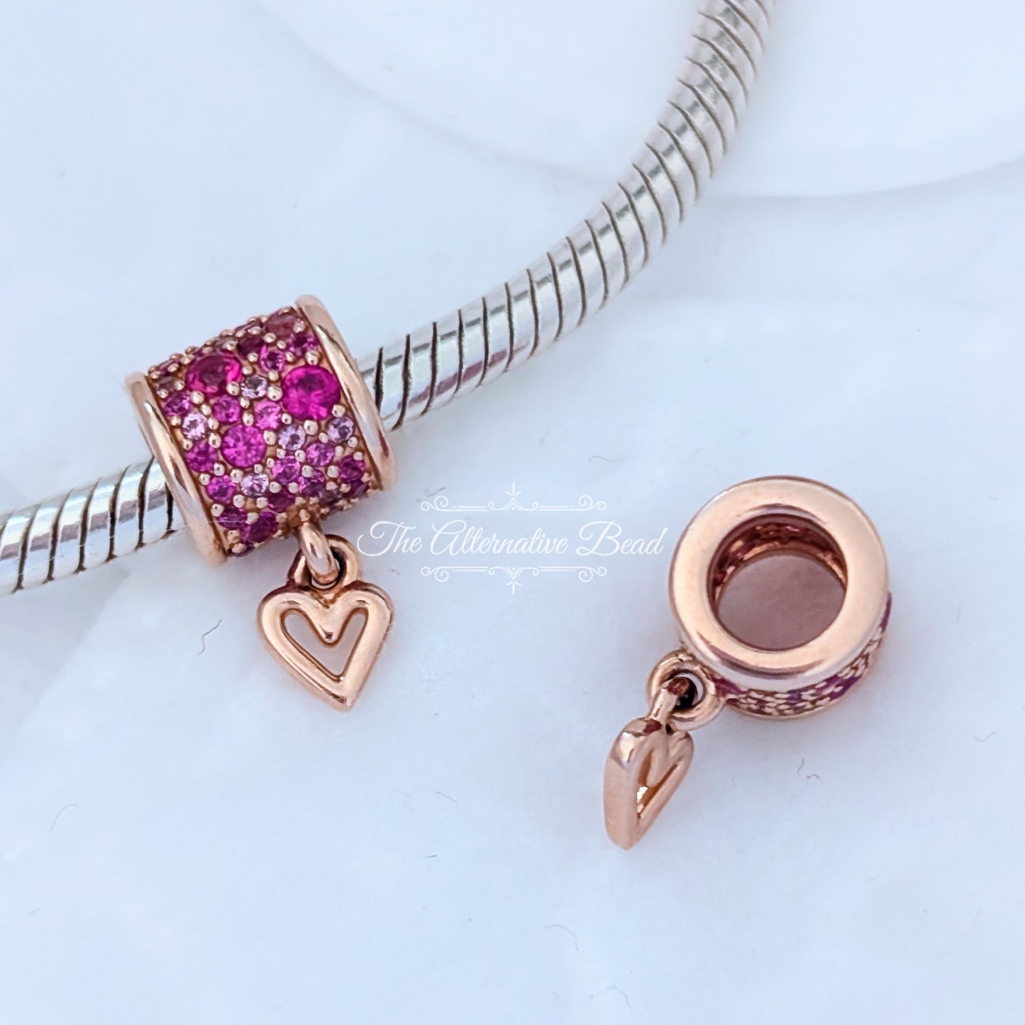Pandora Ruby Red Freehand Heart Barrel Charm rose-gold; pink; red sterling-silver; rose-gold Bead by The Alternative Bead. Your official Pandora Retailer from Germany