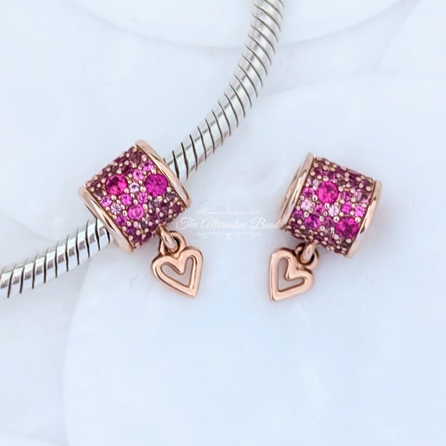 Pandora Ruby Red Freehand Heart Barrel Charm rose-gold; pink; red sterling-silver; rose-gold Bead by The Alternative Bead. Your official Pandora Retailer from Germany