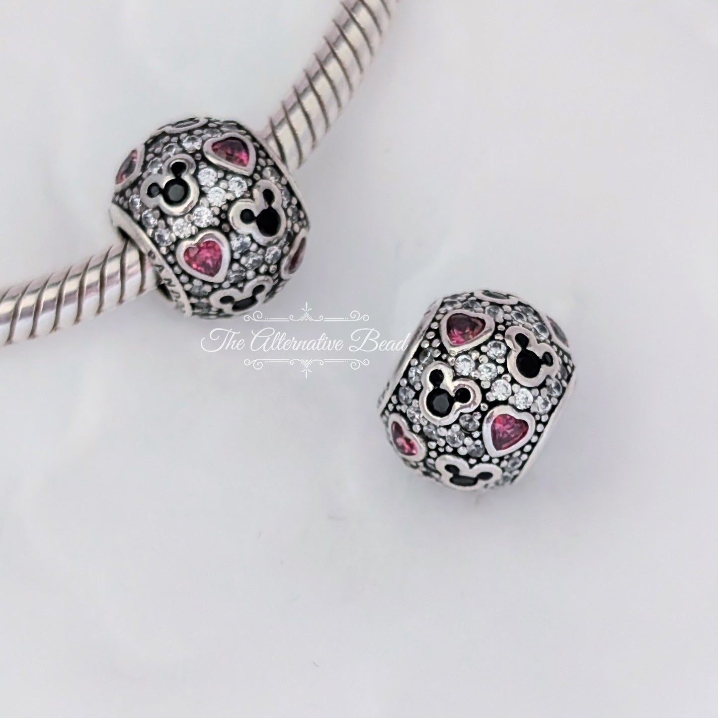 Disney x Pandora Mickey and Hearts Zirconia black; pink; silver sterling-silver Bead by The Alternative Bead. Your official Disney x Pandora Retailer from Germany