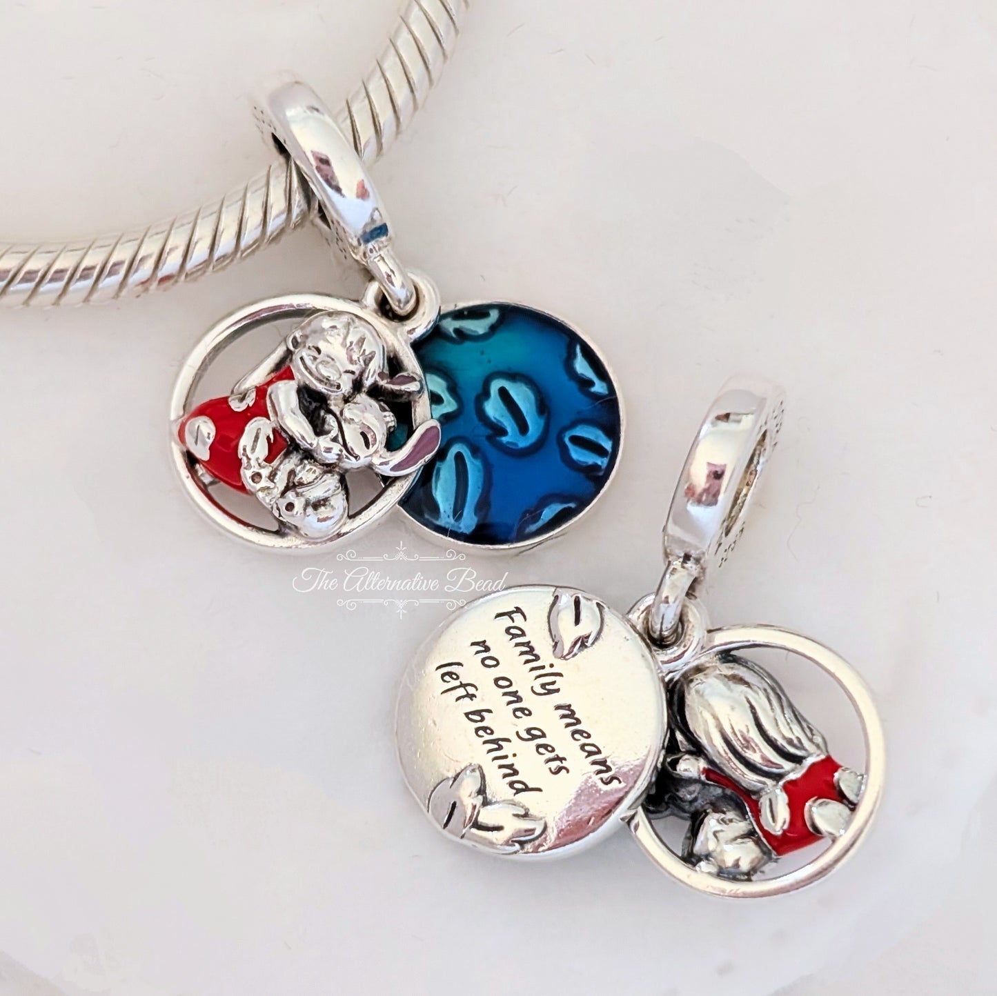 Disney x Pandora Lilo & Stitch Family Dangle (799383C01) red and blue and silver sterling-silver and enamel Dangle by The Alternative Bead. Your Jewelry Retailer from Germany