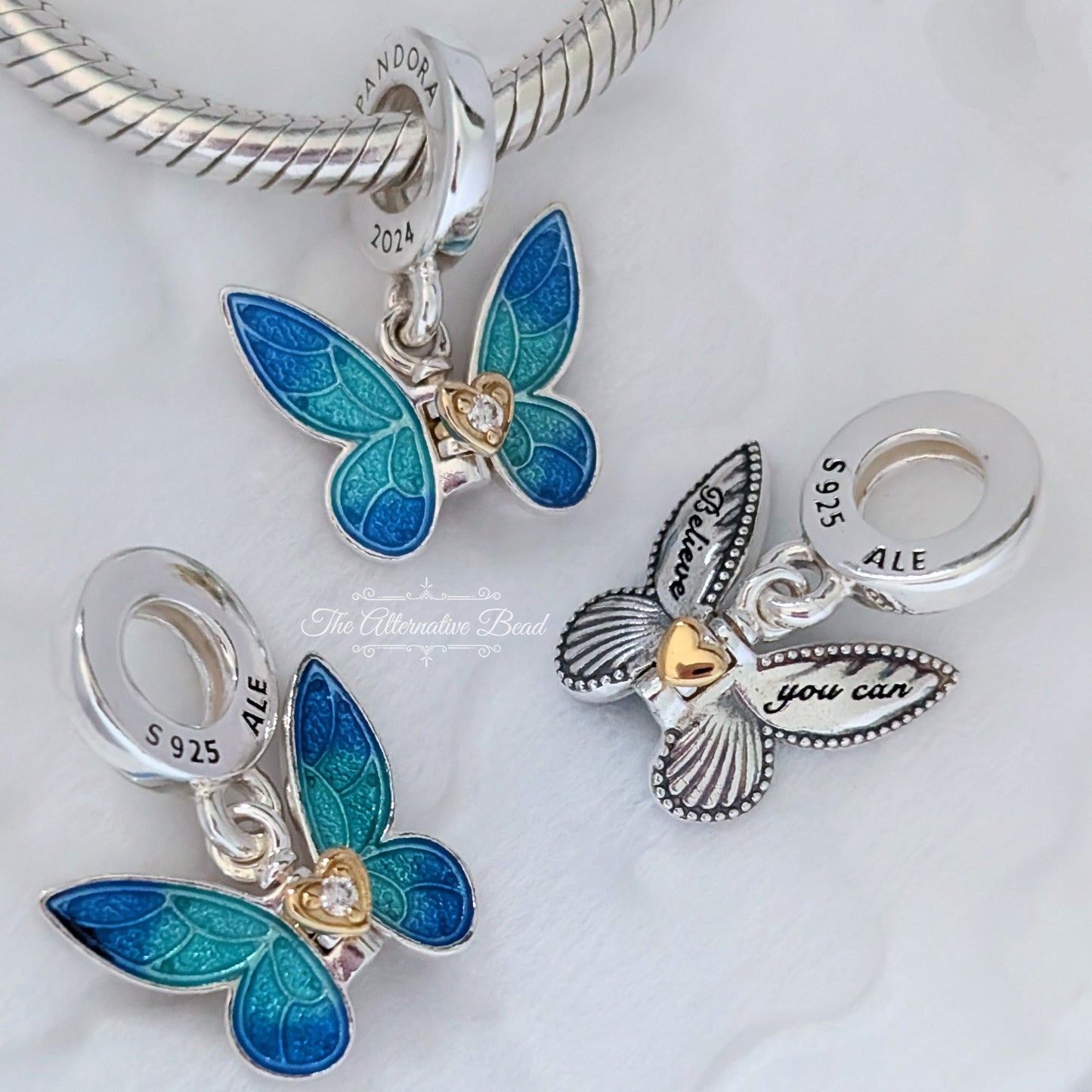 Pandora Pandora Club 2024 Butterfly Dangle Charm silver; blue; gold sterling-silver; gold; enamel Dangle by The Alternative Bead. Your official Pandora Retailer from Germany
