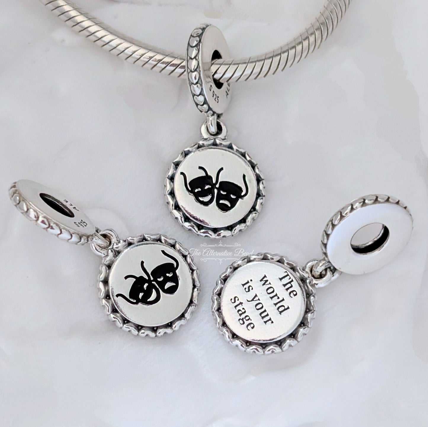 Pandora Theater Masks The world is your stage Dangle silver; black sterling-silver Dangle by The Alternative Bead. Your official Pandora Retailer from Germany