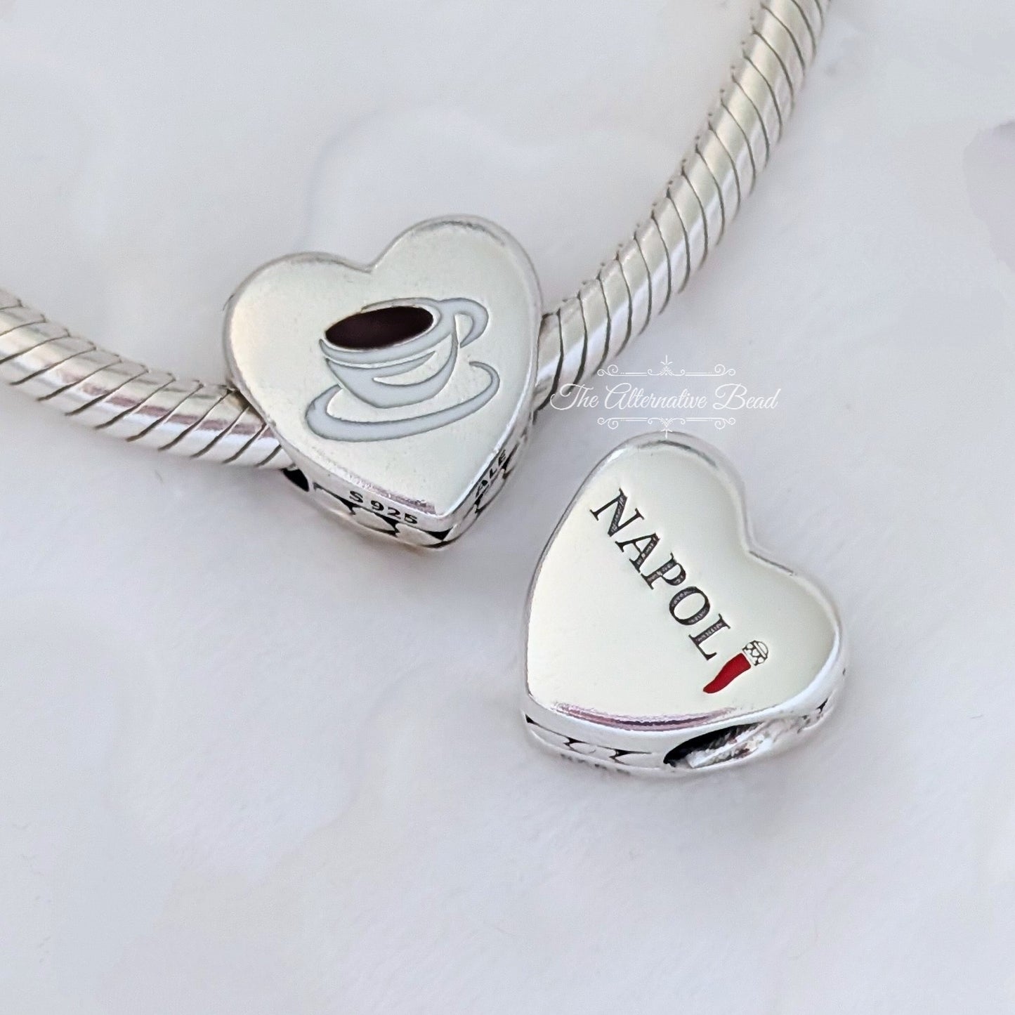 Pandora Napoli Heart Coffee Charm silver sterling-silver Bead by The Alternative Bead. Your official Pandora Retailer from Germany