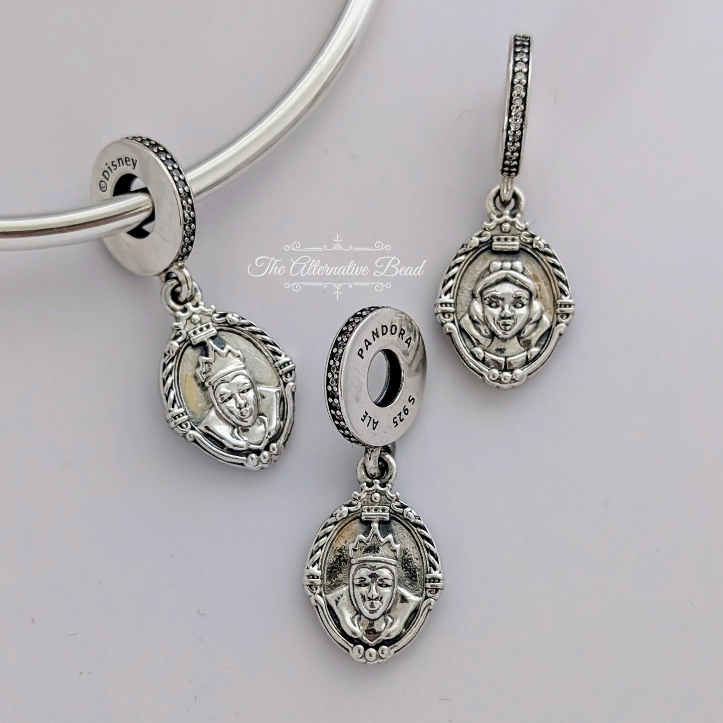 Disney x Pandora Snow White and Evil Queen Mirror Dangle Charm with Clear Zirconia silver sterling-silver Dangle by The Alternative Bead. Your official Disney x Pandora Retailer from Germany