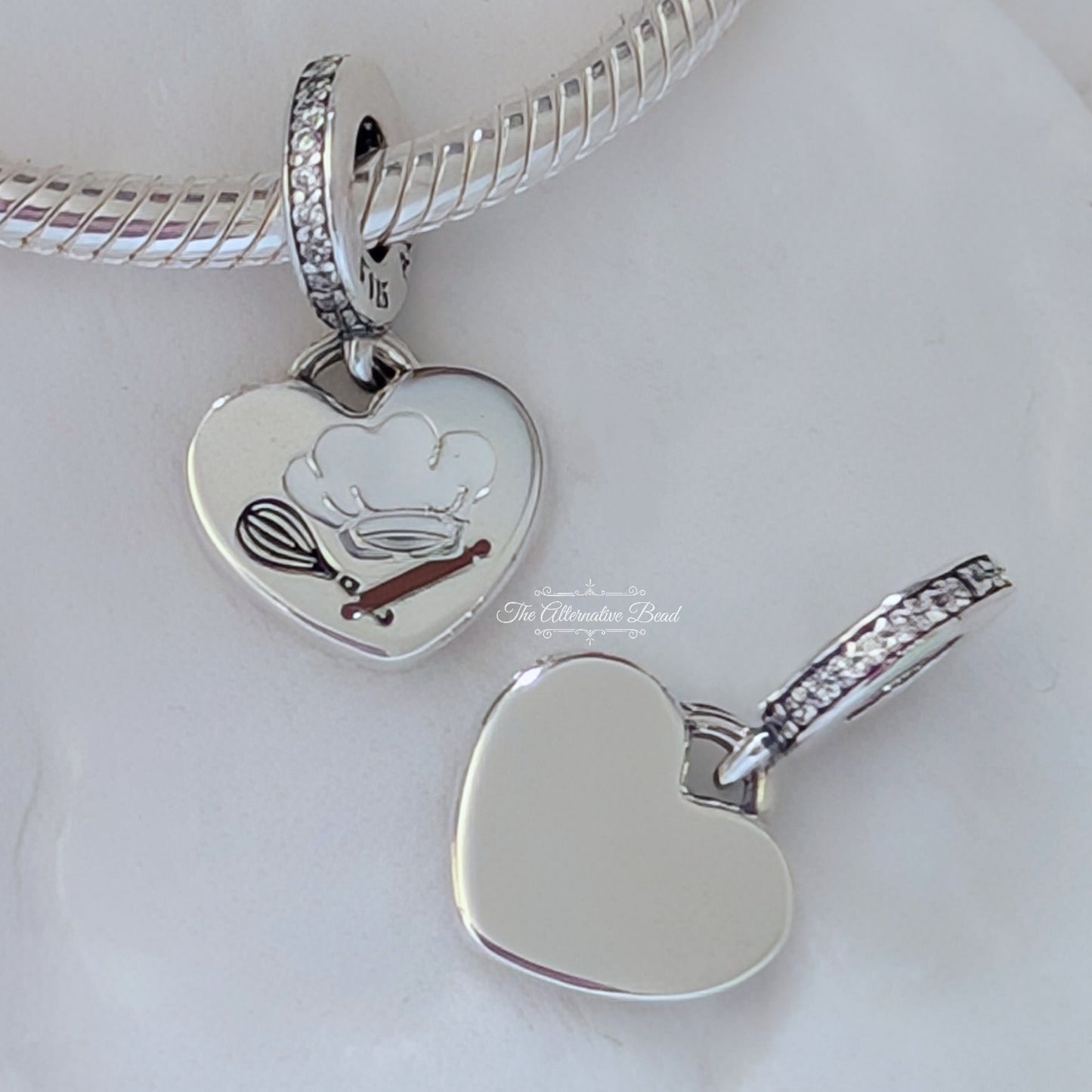Pandora Baking Tools Heart Dangle Charm silver; black sterling-silver; enamel Dangle by The Alternative Bead. Your official Pandora Retailer from Germany