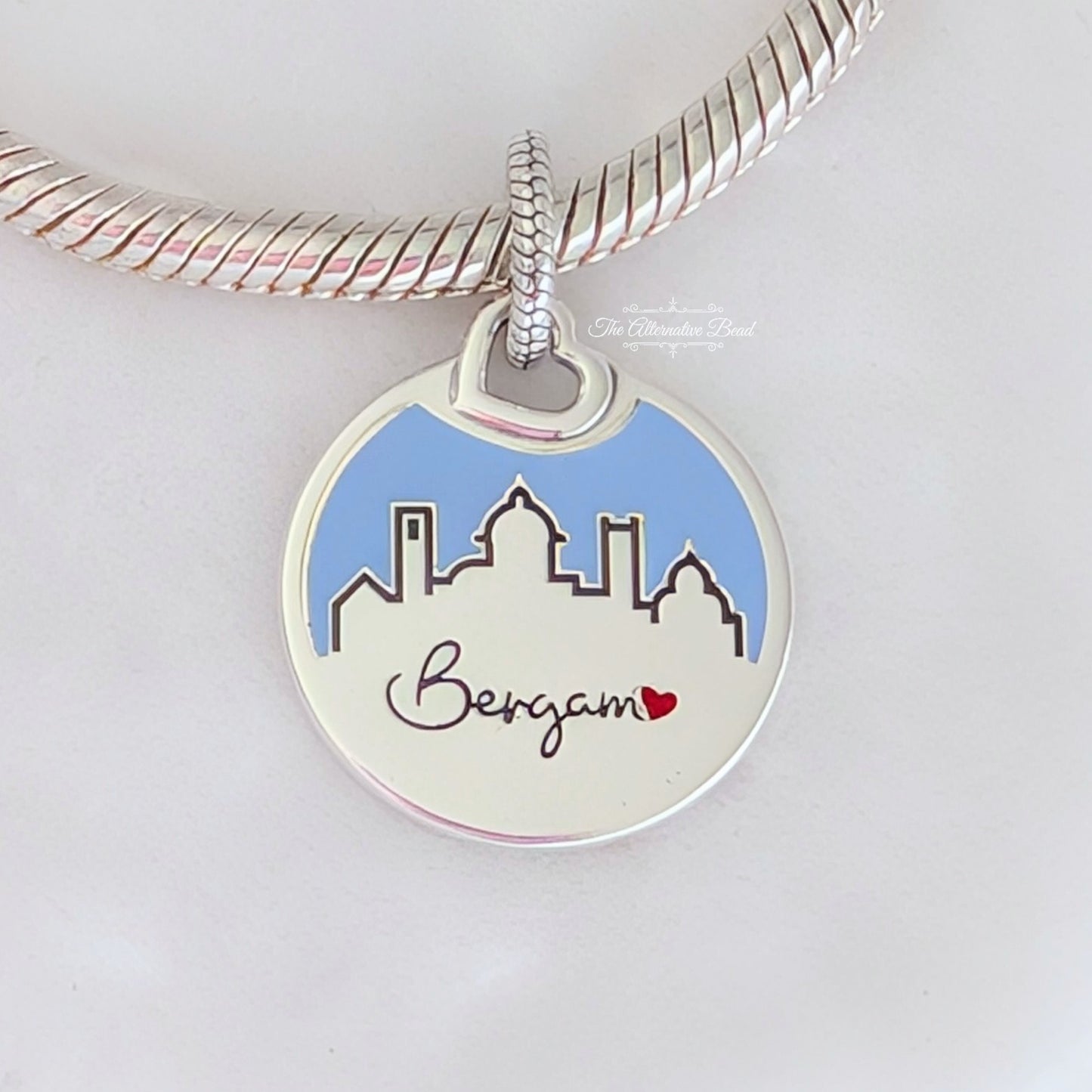 Pandora Bergamo Pendant (398610C00_E004) silver and white and blue sterling-silver and enamel Dangle by The Alternative Bead. Your Jewelry Retailer from Germany