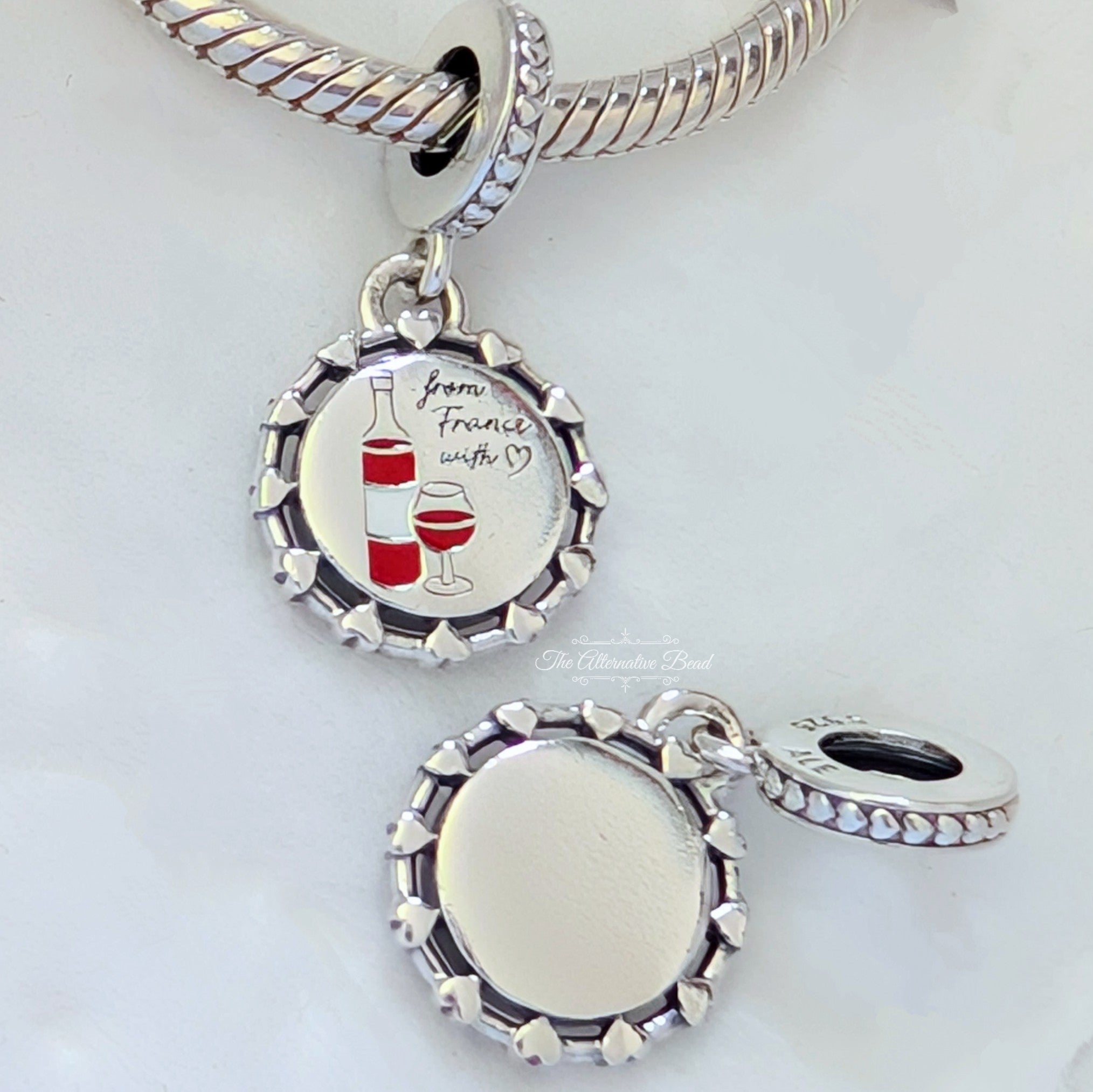 Pandora Glass of Wine from France with love (793928C00_E002) silver and black and red sterling-silver and enamel Dangle by The Alternative Bead. Your Jewelry Retailer from Germany