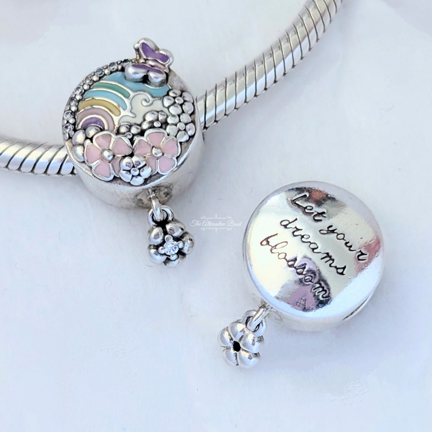 Pandora Rainbow and Flower Dangle Charm silver; rainbow sterling-silver; enamel Bead by The Alternative Bead. Your Jewelry Retailer from Germany