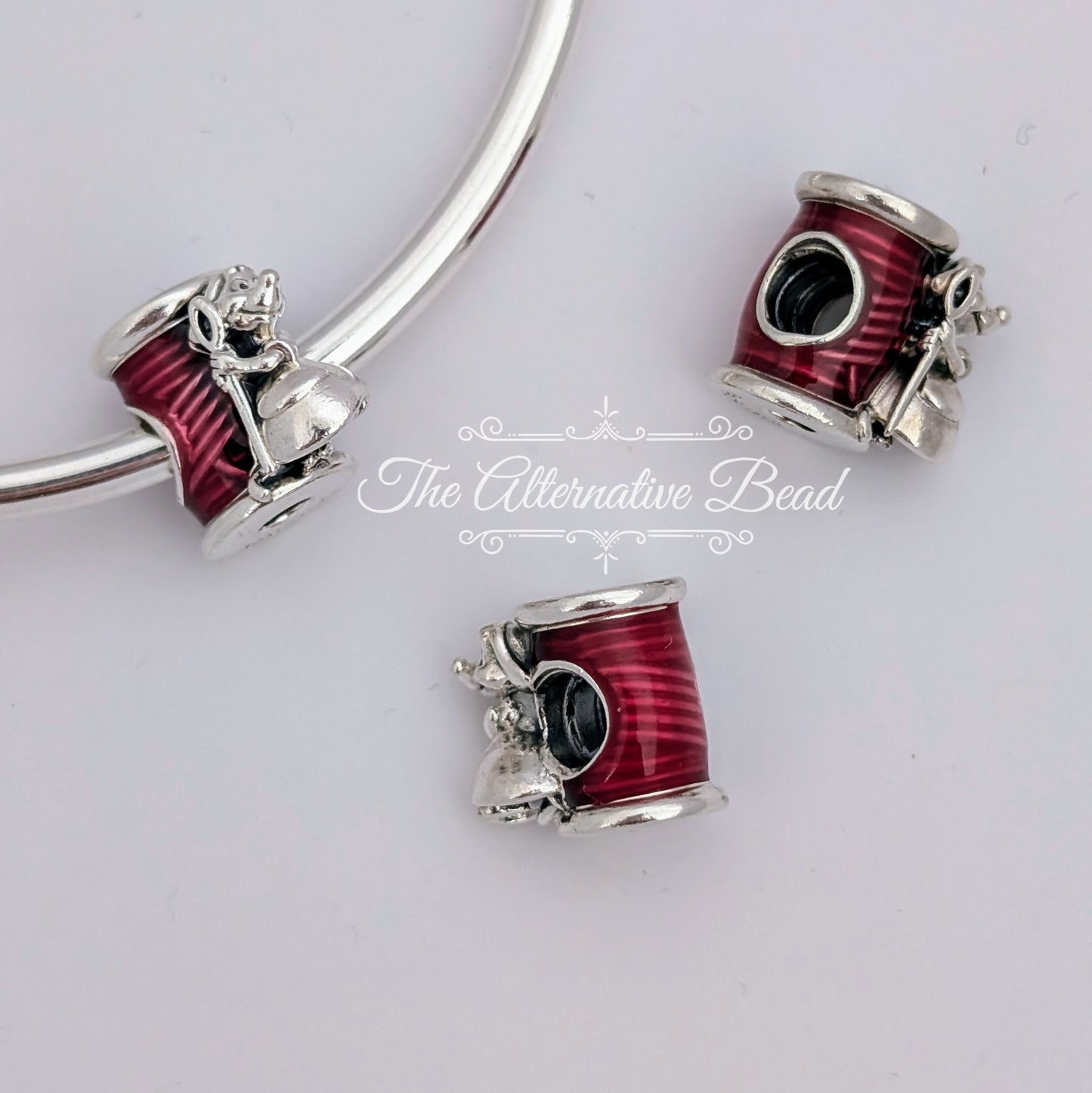 Disney x Pandora Cinderella Suzy Mouse Needle & Thread pink; silver sterling-silver Bead by The Alternative Bead. Your official Disney x Pandora Retailer from Germany